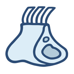 Ribs Rib Meat Doodle Drawing Outline Hand Drawn Style Isolated Icon on White Background Premium Vector Illustration