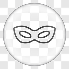 Mask simple icon. Flat desing. Glass button on transparent grid.ai