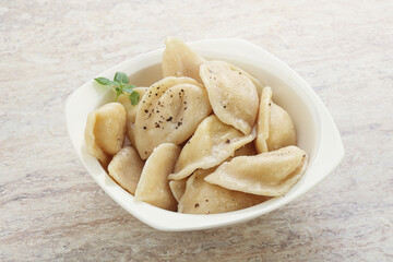 Russian traditional Vareniki - dumplings with potato
