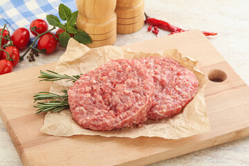 Raw pork cutlet for burger