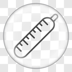Thermometer simple icon vector. Flat desing. Glass button on transparent grid.ai