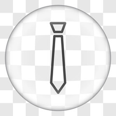 Fototapeta na wymiar Tie simple icon. Flat desing. Glass button on transparent grid.ai