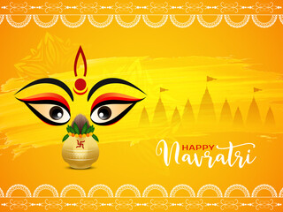 Indian religious Happy Navratri festival greeting yellow background design