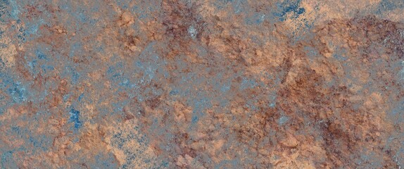 brown grunge mountainous surface with blue accent, creative hand drawn art, copper concept backdrop, grunge texture, decorative background, powder splash, rusty metal