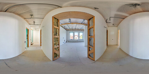 full seamless spherical hdri 360 panorama view in modern entrance hall of corridor rooms without...