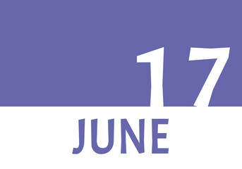 Obraz premium 17 june calendar date with copy space. Very Peri background and white numbers. Trending color for 2022.