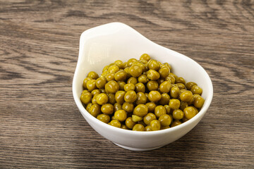 Marinated green pea in the bowl