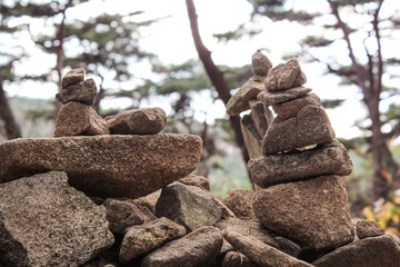 small stone tower in the mountains