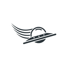 illustration of ufo and alien, vector art.