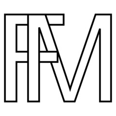 Logo sign, fm mf icon nft fm interlaced letters f m