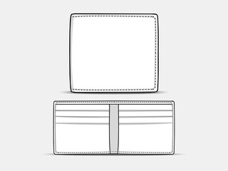 BIFOLD WALLET CARD CASE OPEN OUTLINE VECTOR COLLECTION