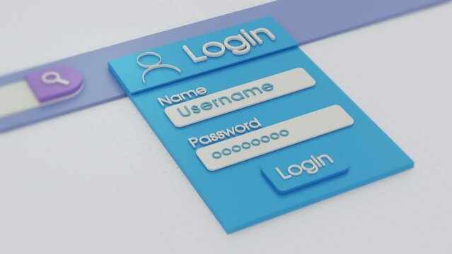 login account, close-up of a computer screen, enter username and password for login, pastel colors (3d render)