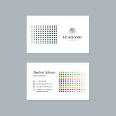 Business card design trendy colorful template modern corporate branding style vector illustration. Two sides with abstract logo on clean background.