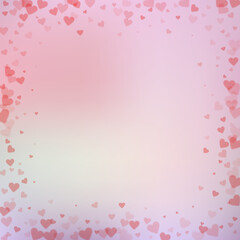 Red heart love confettis. Valentine's day frame sp