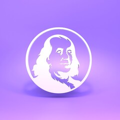 Fototapeta na wymiar Franklin silhouette on purple background. 3d render.