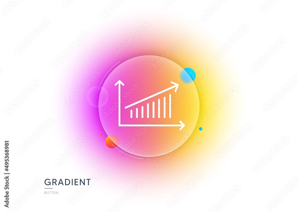 Aufkleber chart line icon. gradient blur button with glassmorphism. report graph or sales growth sign. analysi