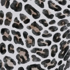 Grey And Black Leopard Pattern Background Hand Drawn Illustration	