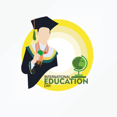 Vector International Education Day. Good to use for International Education Day. Illustration of a bachelor's dress