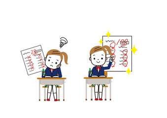 テストの得点がアップして笑顔の女の子
