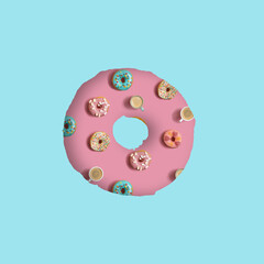 Single doughnut with donut and coffee pattern on - 495370732