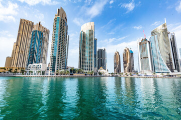 Fototapeta na wymiar Skyscrapers high-rise business buildings in Dubai UAE