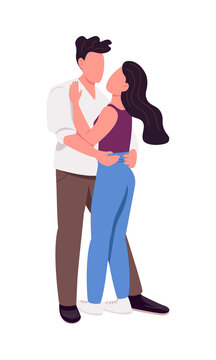 Couple practicing wedding slow dance semi flat color vector characters. Posing figures. Full body people on white. Active hobby simple cartoon style illustration for web graphic design and animation