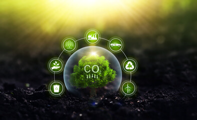 Modern eco environmentally  technologies that do not produce CO2 emissions. Reduce CO2 emission...