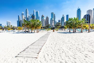 Papier Peint photo Dubai Dubai jumeirah beach with marina skyscrapers in UAE