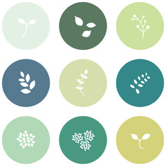 ナチュラルな植物のアイコンセット