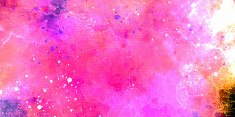 Nebula and stars of night sky banner. Abstract space colorful background. Abstract watercolor background. Vintage paper textured aquarelle canvas for modern creative design. Grunge multicolor texture.