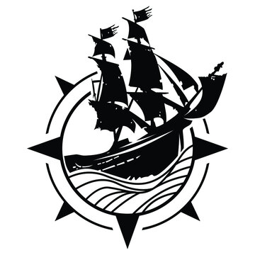 black pirate ship vector illustration