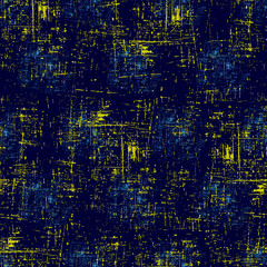 grunge pattern with geometric elements, yellow and blue squares