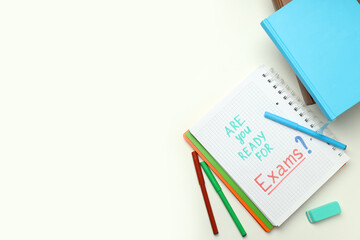 Concept of exams and tests, space for text