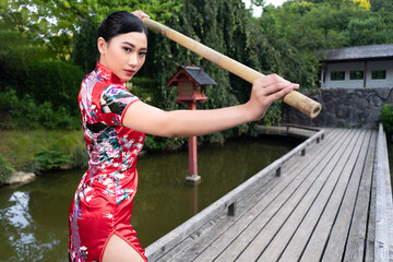 young asian woman ready to fight