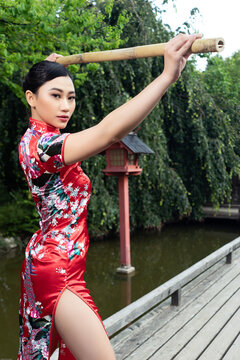 asian beauty ready to defend herself