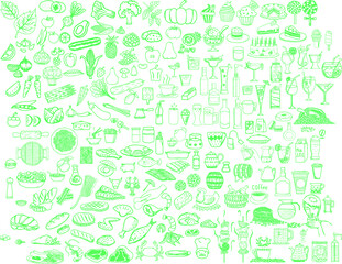food-elements-hand-drawn | seamless pattern with green tea
