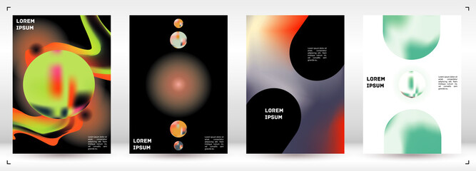 Futuristic  Fluid Gradient Vector Cover. Holographic Abstract Background Poster Design Template. Minimal Neon Design Concept for Your Business Card, Annual Report, Catalogs, Brochure.