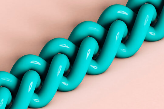 Three dimensional render of green metallic rope