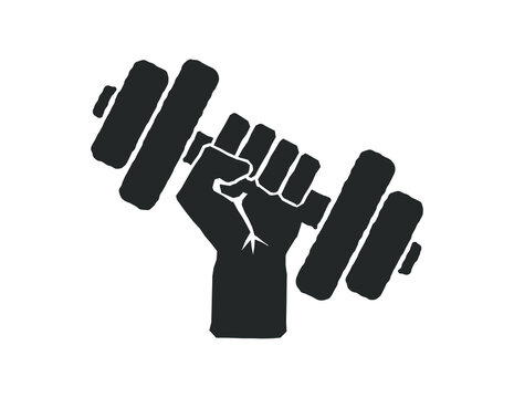 Dumbbell gym icon symbol shape. sport gymnastic logo sign silhouette. Vector illustration image. Isolated on white background.