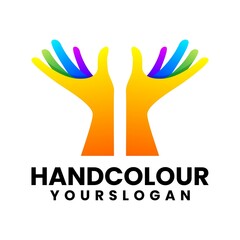 colorful two hand logo design template