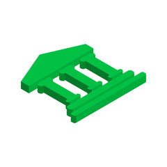 Green isometric 3d University school building icon isolated white background 