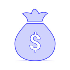 Colorful Cash bag flat icon isolated on white background 