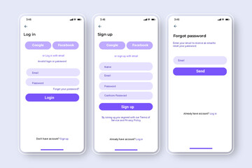 Modern log in sign up and forgot password  flat concept user interface design. Login and sign from