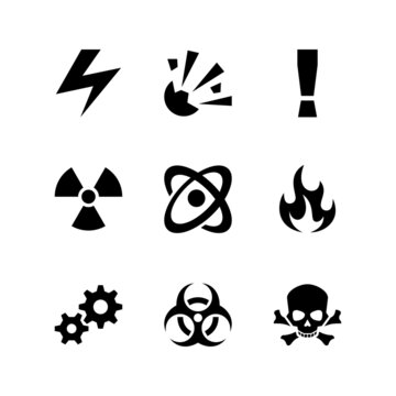 Set of Dangerous radiation warning icon flat design