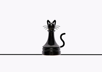 Chess pawn representing a black cat.