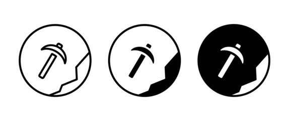 mining tool pickaxe, Mining, Hammer icon sign, symbol, logo, illustration, editable stroke, flat design style isolated on white