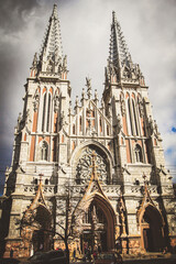 The St. Nicholas Roman Catholic Cathedral built in Kiev, the capital of Ukraine. Gothic architecture in Ukraine.