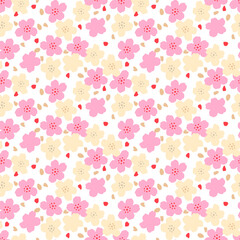 Japanese Sweet Fall Cherry Blossom Vector Seamless Pattern
