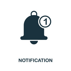 Notification icon. Monochrome simple Notification icon for templates, web design and infographics