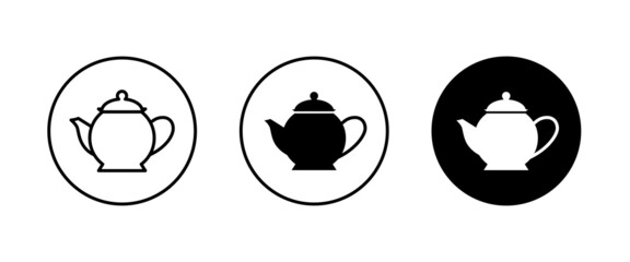 Hot drink sign. Coffee pot icon. Tea glass mug. Tea pot, kettle. Teapot icons button, vector, sign, symbol, logo, illustration, editable stroke, flat design style isolated on white linear pictogram